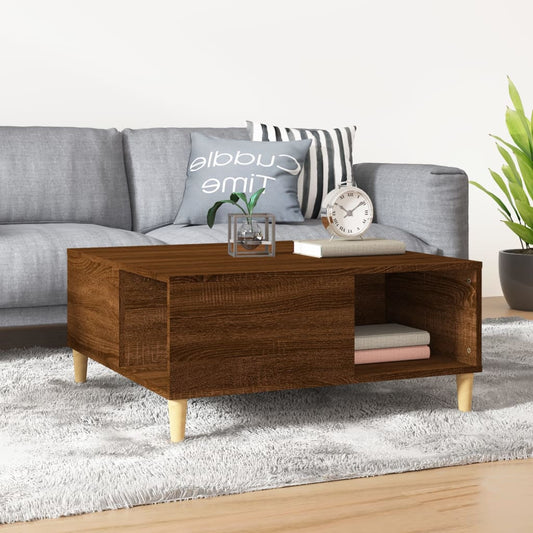 Salontafel 80x80x36,5 cm bewerkt hout bruin eikenkleur is nu te koop bij PeponiXL, paradijselijk wonen!