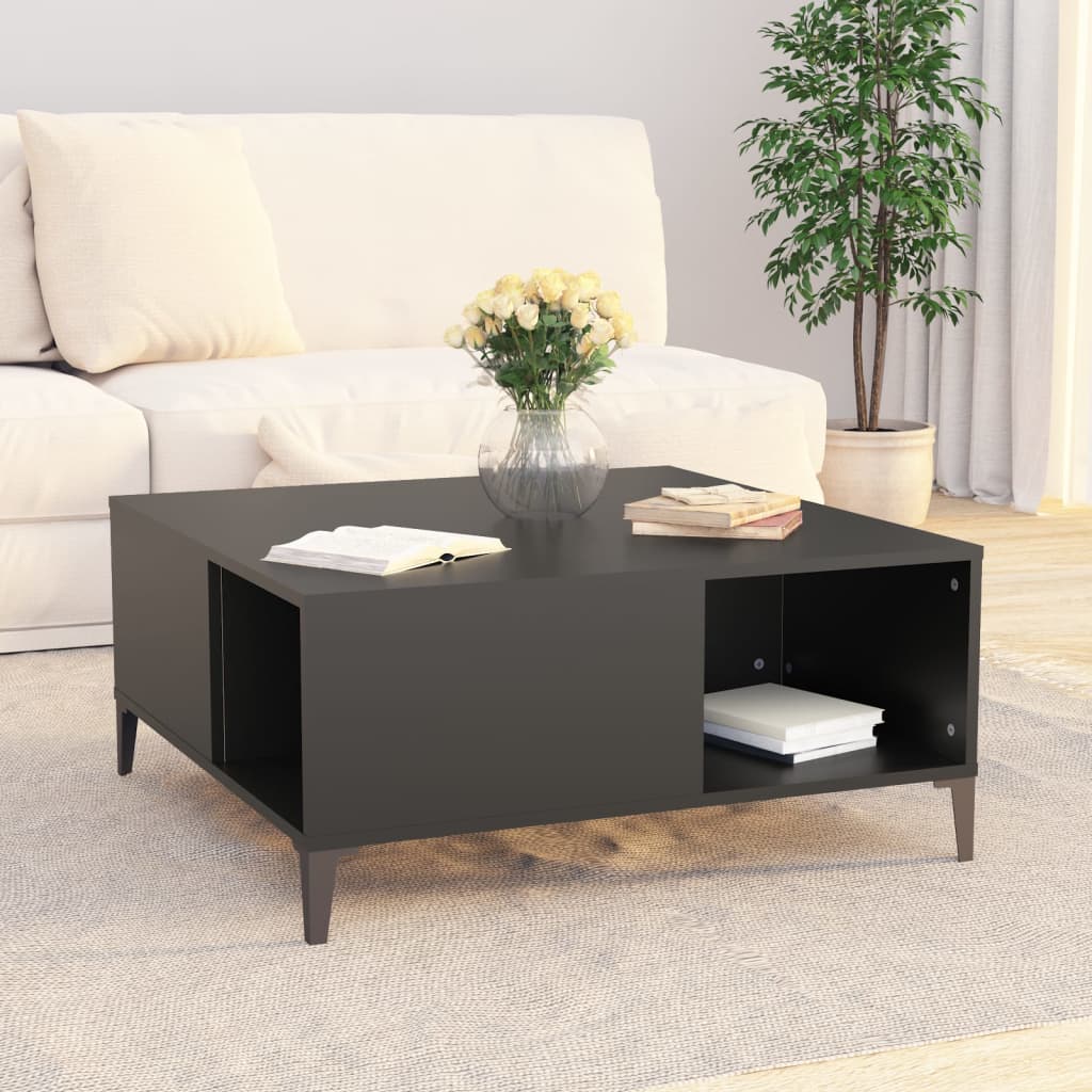 Salontafel 80x80x36,5 cm bewerkt hout zwart is nu te koop bij PeponiXL, paradijselijk wonen!