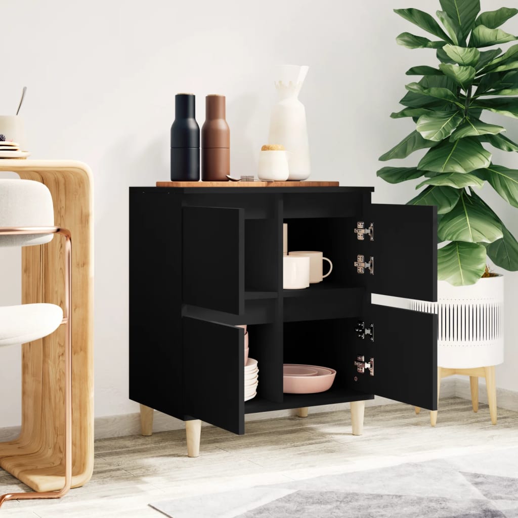 Dressoir 60x35x70 cm bewerkt hout zwart is nu te koop bij PeponiXL, paradijselijk wonen!