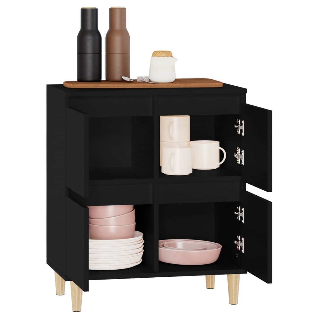 Dressoir 60x35x70 cm bewerkt hout zwart is nu te koop bij PeponiXL, paradijselijk wonen!