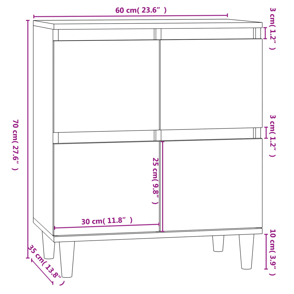 Dressoir 60x35x70 cm bewerkt hout gerookt eikenkleurig is nu te koop bij PeponiXL, paradijselijk wonen!