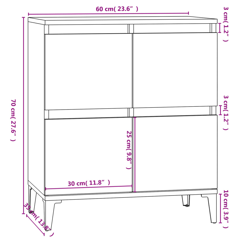 Dressoir 60x35x70 cm bewerkt hout gerookt eikenkleurig is nu te koop bij PeponiXL, paradijselijk wonen!
