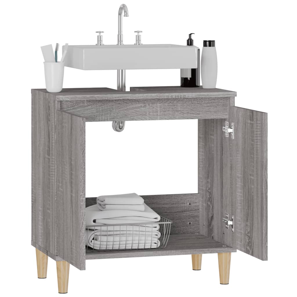 Wastafelkast 58x33x60 cm bewerkt hout grijs sonoma eikenkleurig is nu te koop bij PeponiXL, paradijselijk wonen!