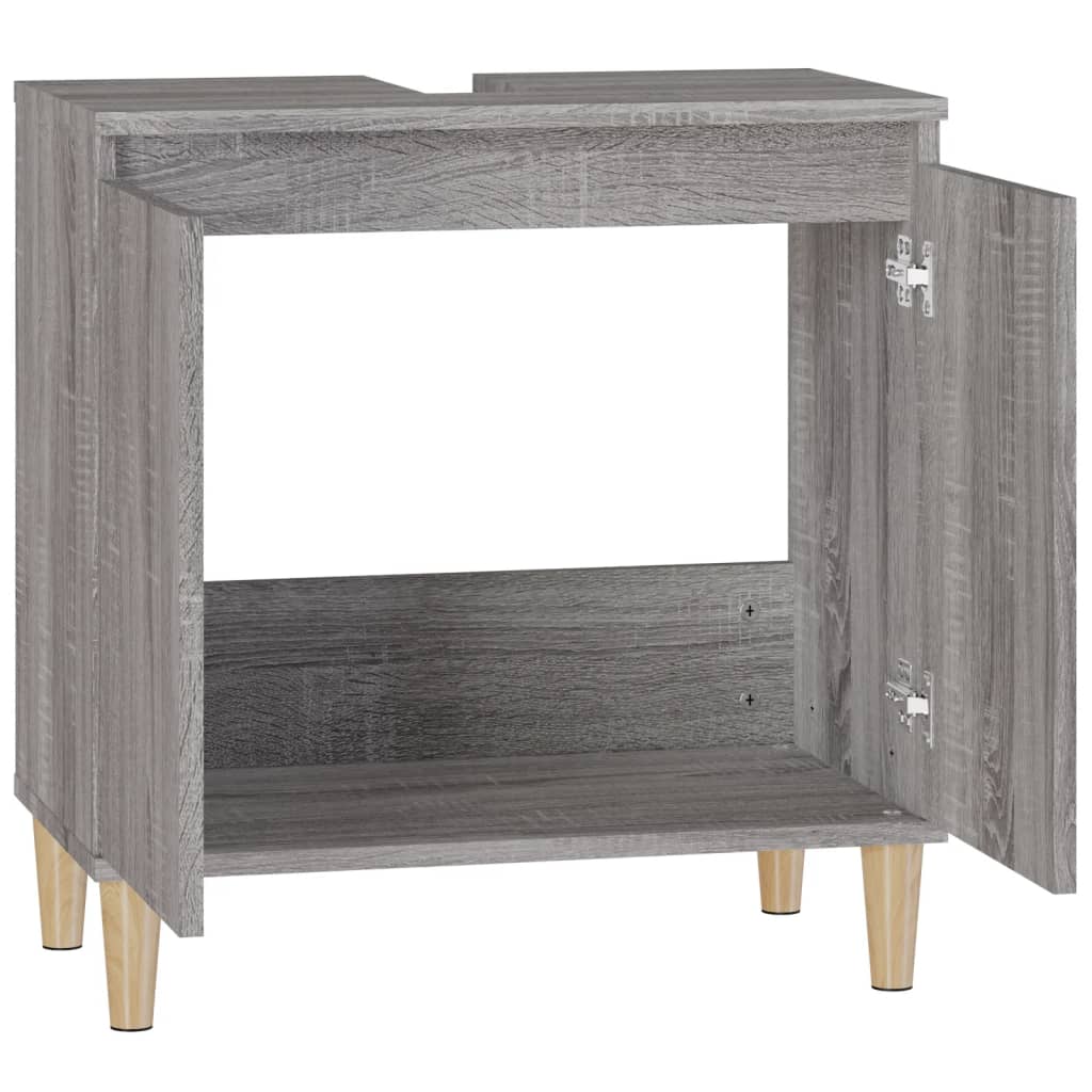 Wastafelkast 58x33x60 cm bewerkt hout grijs sonoma eikenkleurig is nu te koop bij PeponiXL, paradijselijk wonen!