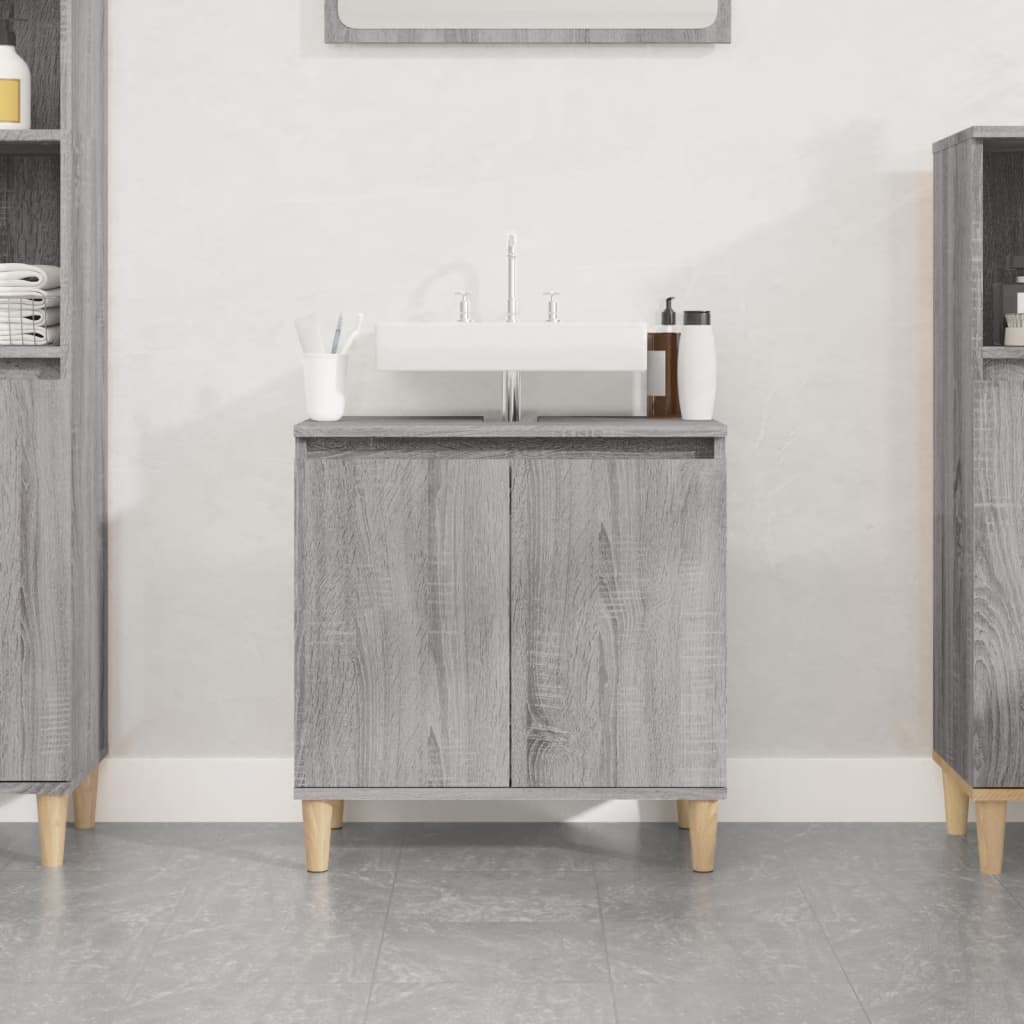 Wastafelkast 58x33x60 cm bewerkt hout grijs sonoma eikenkleurig is nu te koop bij PeponiXL, paradijselijk wonen!