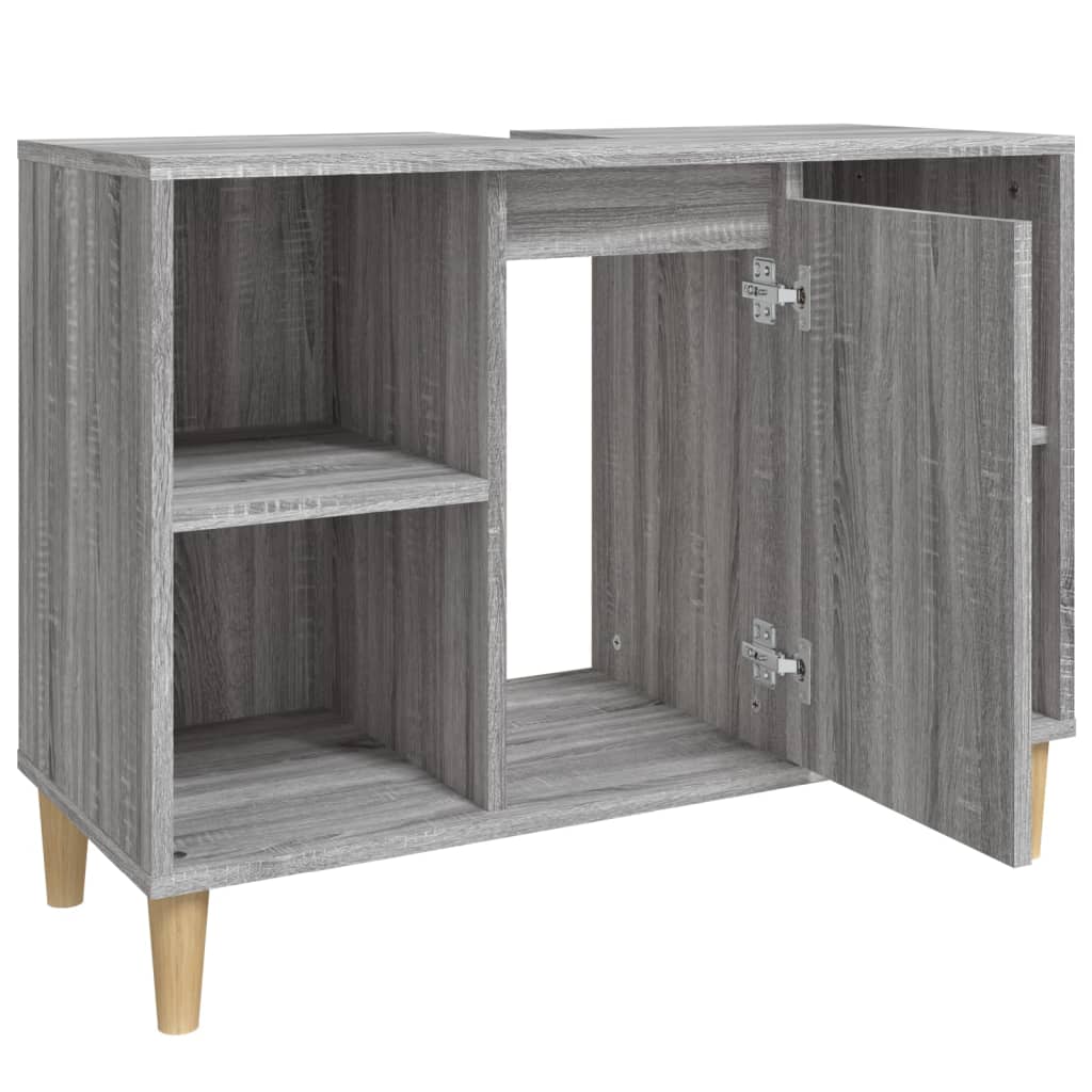 Wastafelkast 80x33x60 cm bewerkt hout grijs sonoma eikenkleurig is nu te koop bij PeponiXL, paradijselijk wonen!