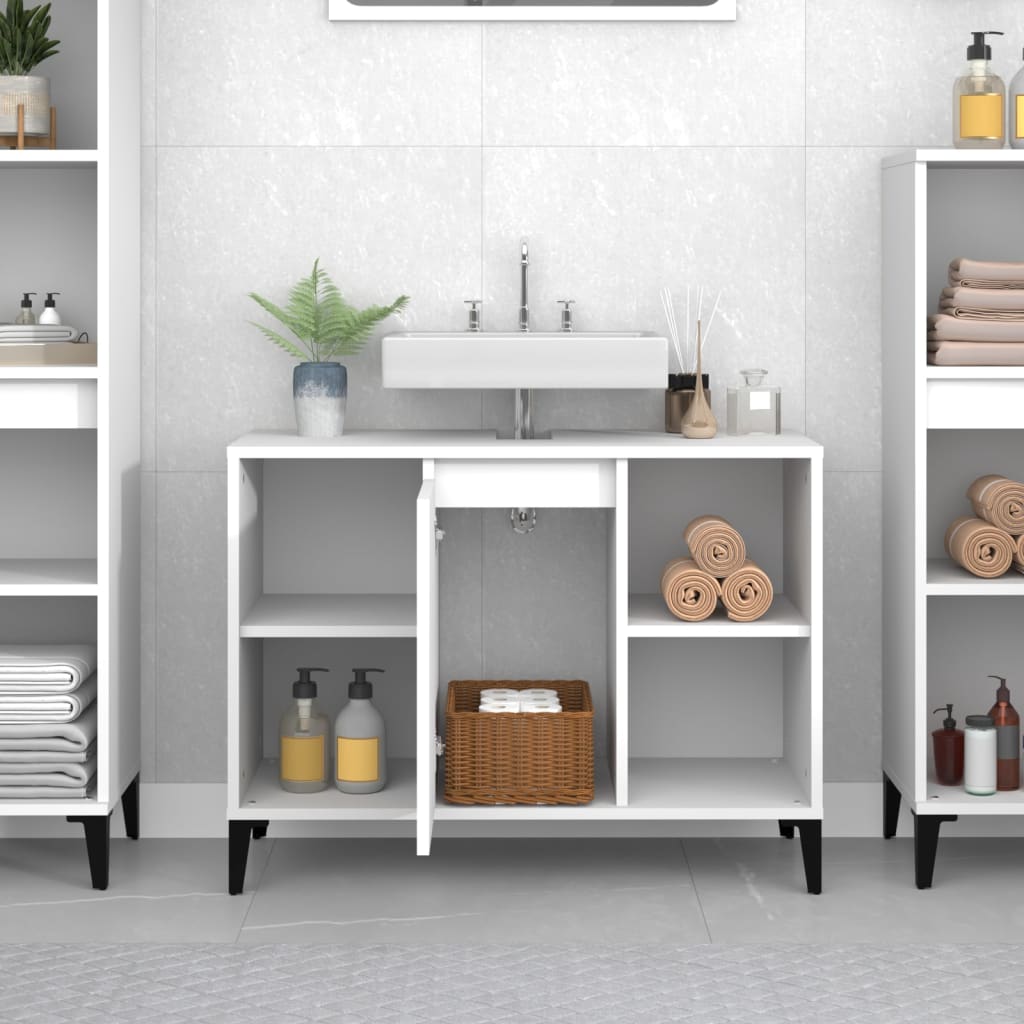 Wastafelkast 80x33x60 cm bewerkt hout wit is nu te koop bij PeponiXL, paradijselijk wonen!