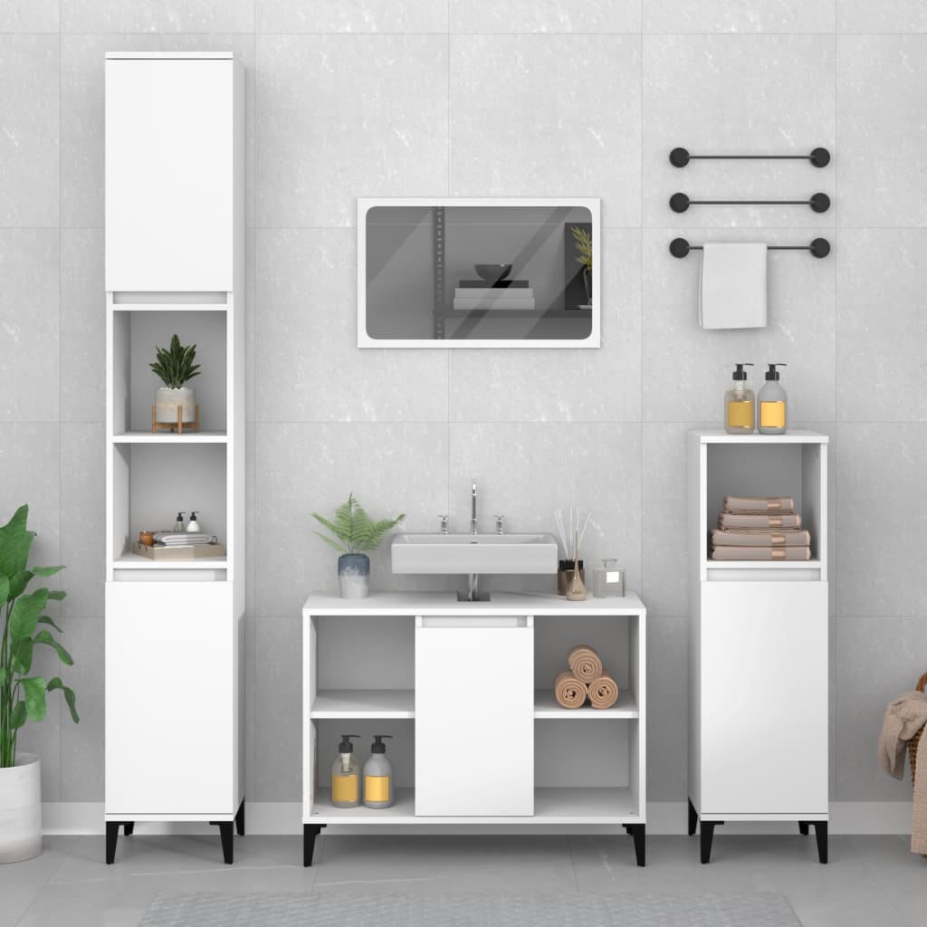 Wastafelkast 80x33x60 cm bewerkt hout wit is nu te koop bij PeponiXL, paradijselijk wonen!