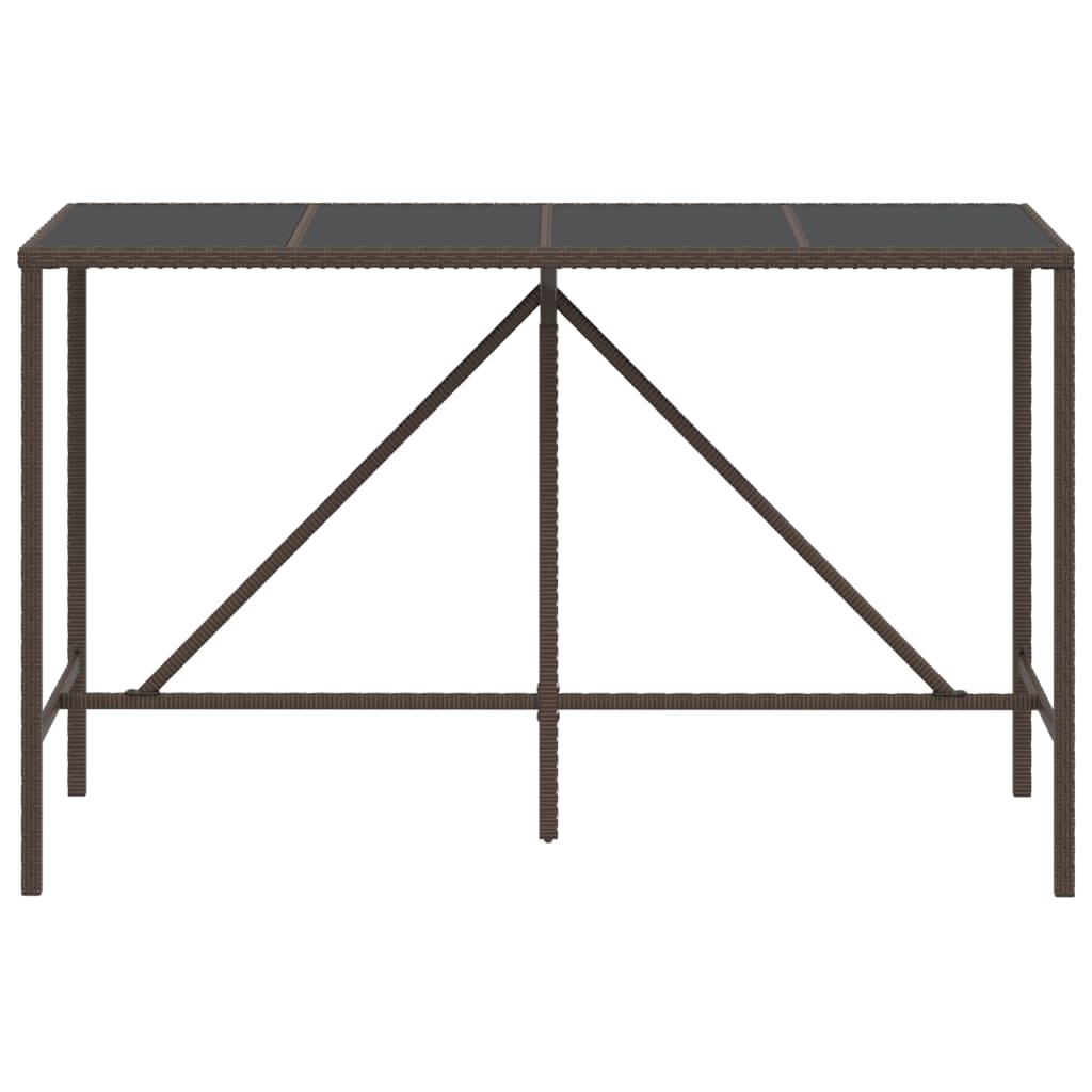 Bartafel met glazen blad 180x70x110 cm poly rattan bruin is nu te koop bij PeponiXL, paradijselijk wonen!