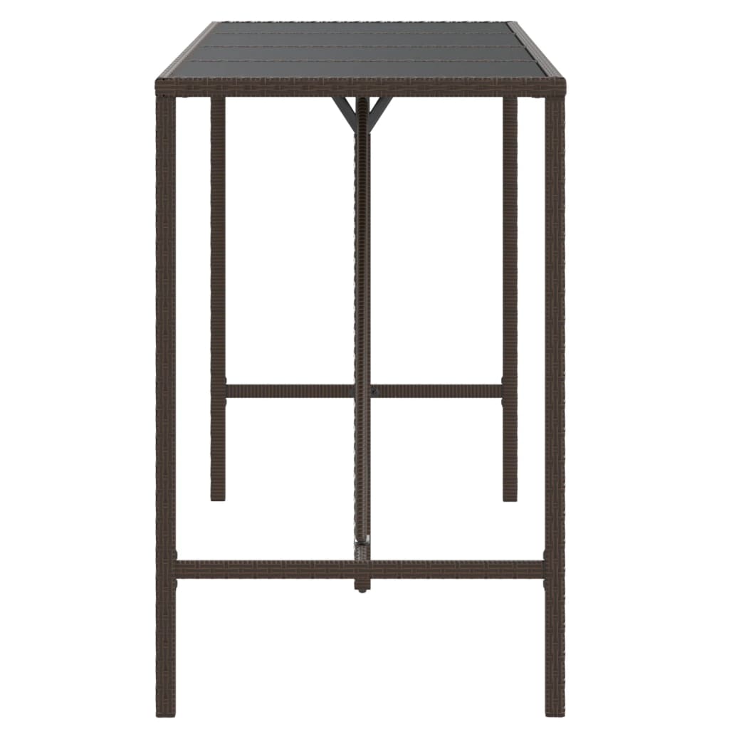 Bartafel met glazen blad 180x70x110 cm poly rattan bruin is nu te koop bij PeponiXL, paradijselijk wonen!