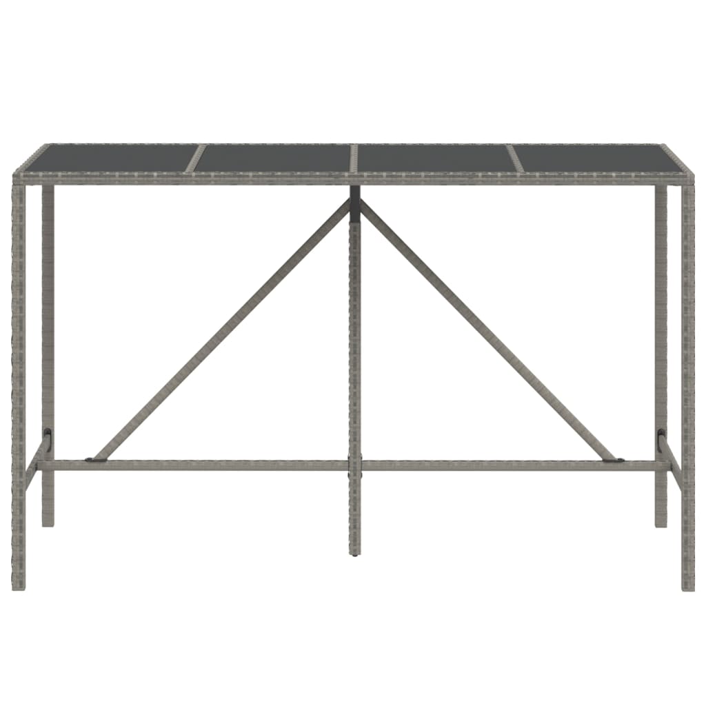 Bartafel met glazen blad 180x70x110 cm poly rattan grijs is nu te koop bij PeponiXL, paradijselijk wonen!