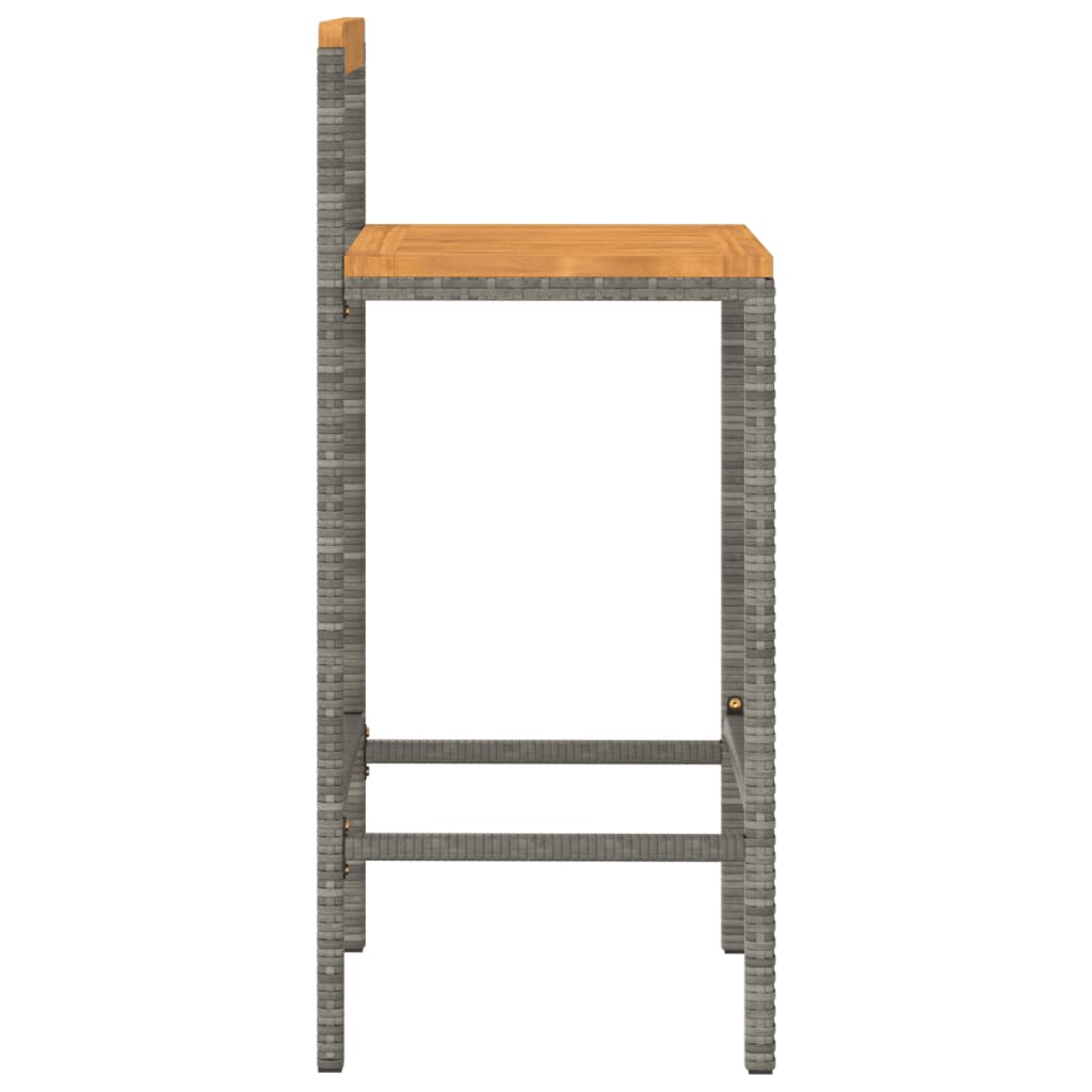 Barkrukken 2 st poly rattan en massief acaciahout grijs is nu te koop bij PeponiXL, paradijselijk wonen!