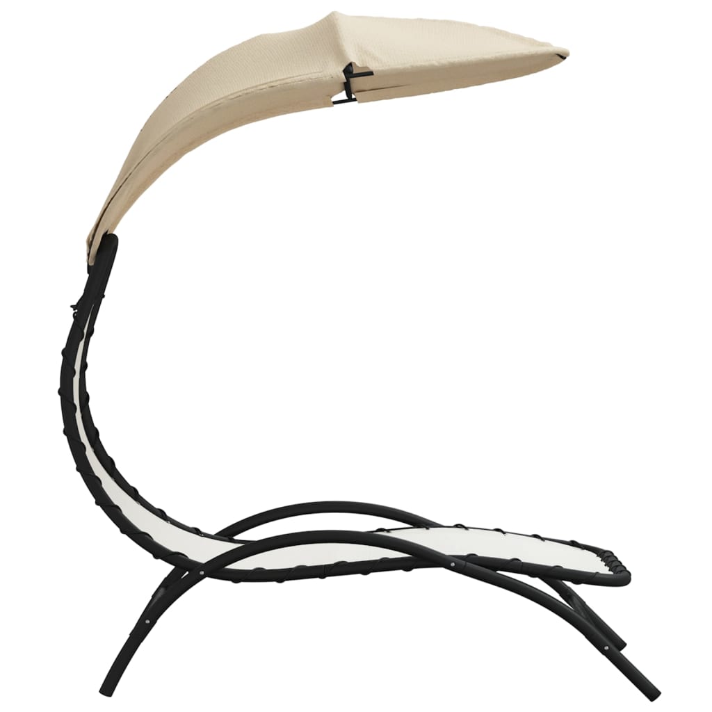 Ligbed met luifel 167x80x195 cm stof en staal crèmekleurig is nu te koop bij PeponiXL, paradijselijk wonen!