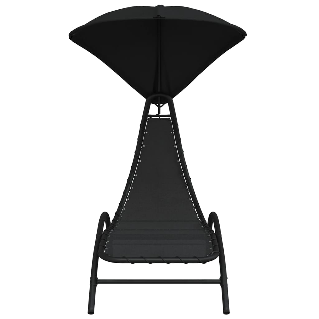 Ligbed met luifel 167x80x195 cm stof en staal zwart is nu te koop bij PeponiXL, paradijselijk wonen!