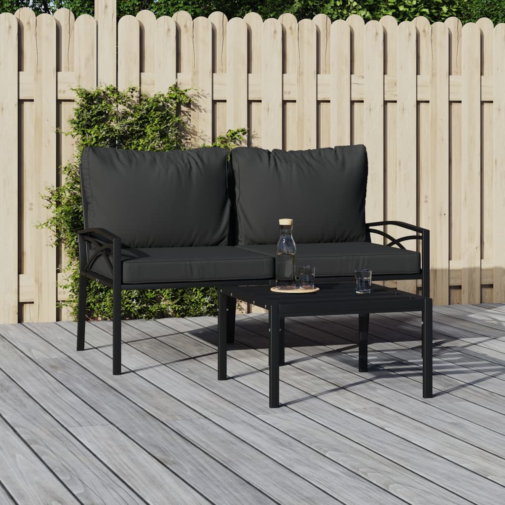 Tuinstoelen met grijze kussens 2 st 62x75x79 cm staal is nu te koop bij PeponiXL, paradijselijk wonen!