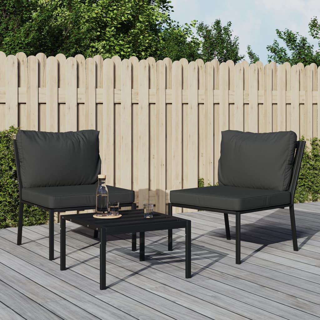 Tuinstoelen met grijze kussens 2 st 60x74x79 cm staal is nu te koop bij PeponiXL, paradijselijk wonen!