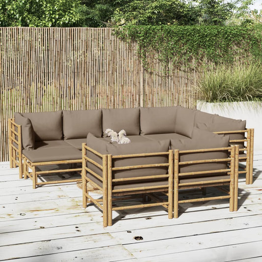 10-delige Loungeset met kussens bamboe taupe is nu te koop bij PeponiXL, paradijselijk wonen!
