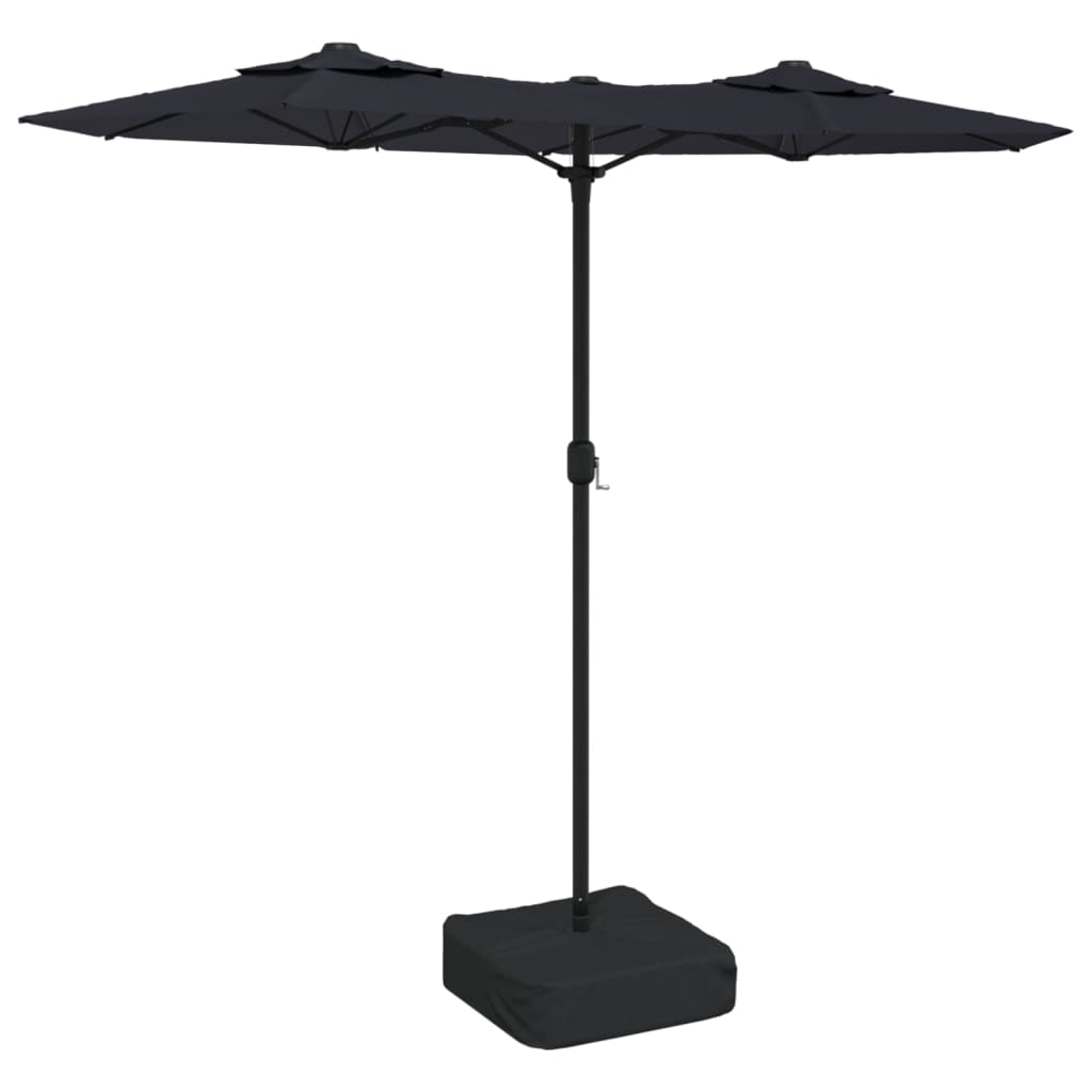 Parasol dubbel dak 316x145 cm zwart is nu te koop bij PeponiXL, paradijselijk wonen!