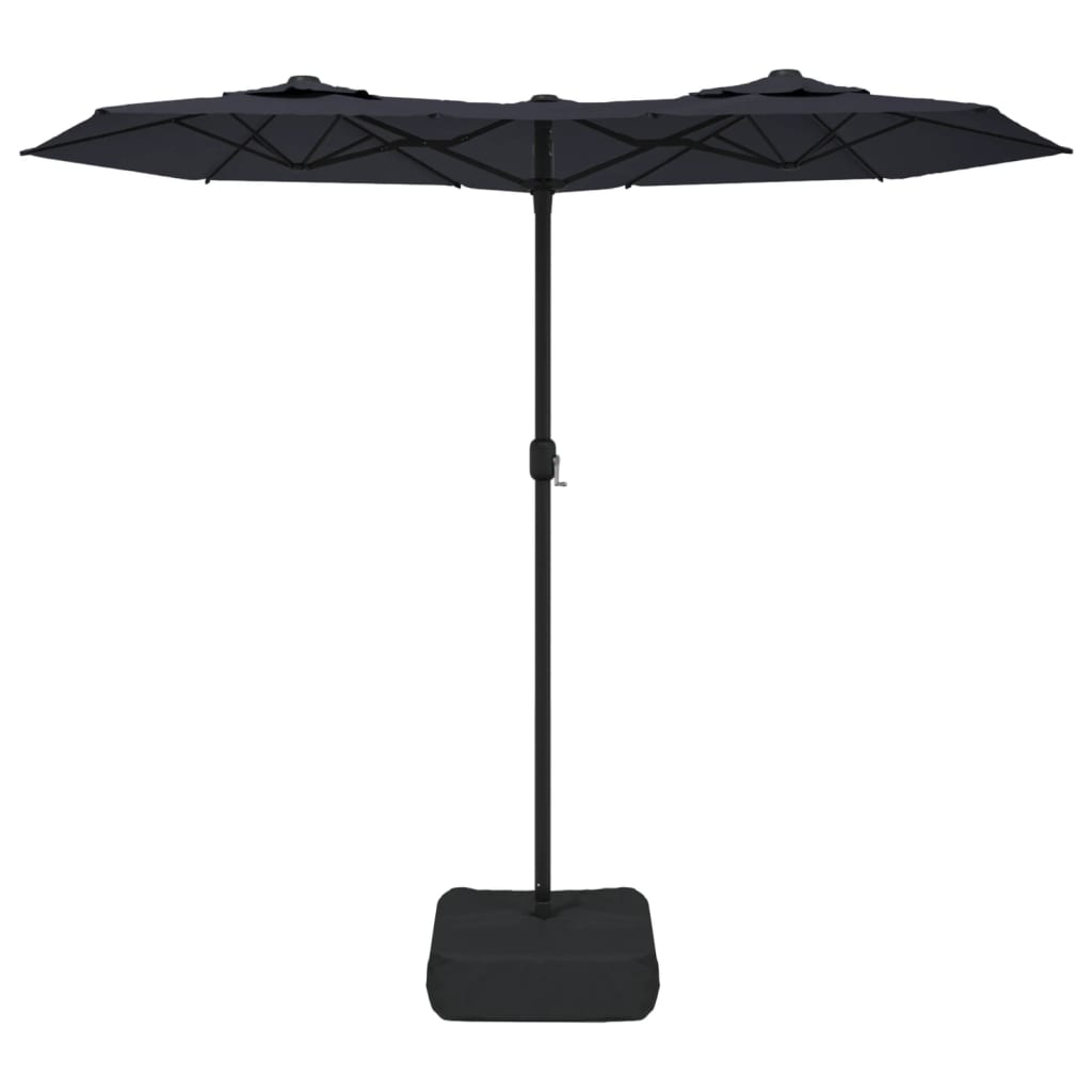 Parasol dubbel dak 316x145 cm zwart is nu te koop bij PeponiXL, paradijselijk wonen!