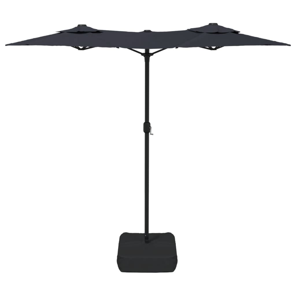 Parasol dubbel dak 316x145 cm zwart is nu te koop bij PeponiXL, paradijselijk wonen!