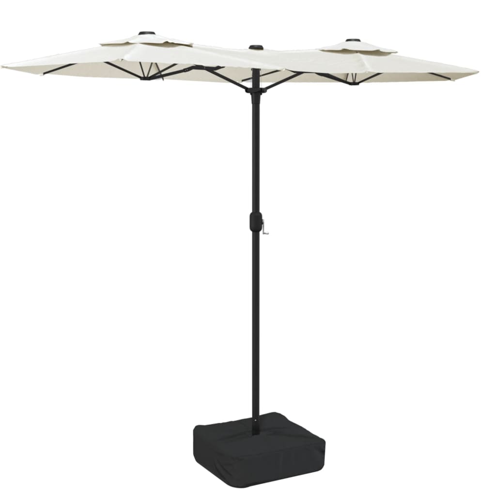 Parasol dubbel dak met LED 316x145 cm zandwit is nu te koop bij PeponiXL, paradijselijk wonen!