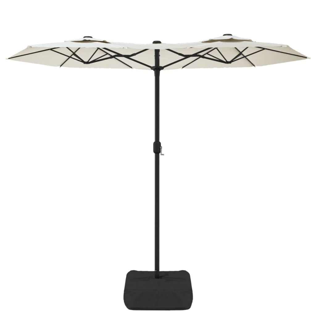 Parasol dubbel dak met LED 316x145 cm zandwit is nu te koop bij PeponiXL, paradijselijk wonen!