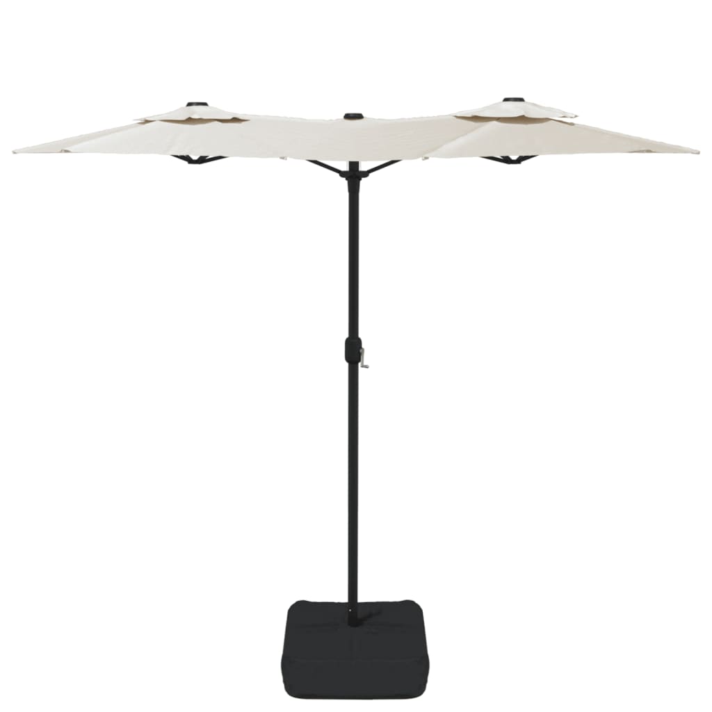 Parasol dubbel dak met LED 316x145 cm zandwit is nu te koop bij PeponiXL, paradijselijk wonen!