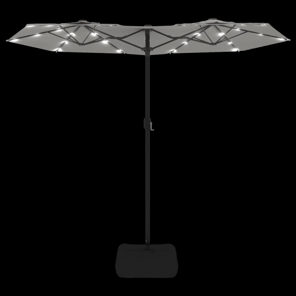 Parasol dubbel dak met LED 316x145 cm zandwit is nu te koop bij PeponiXL, paradijselijk wonen!