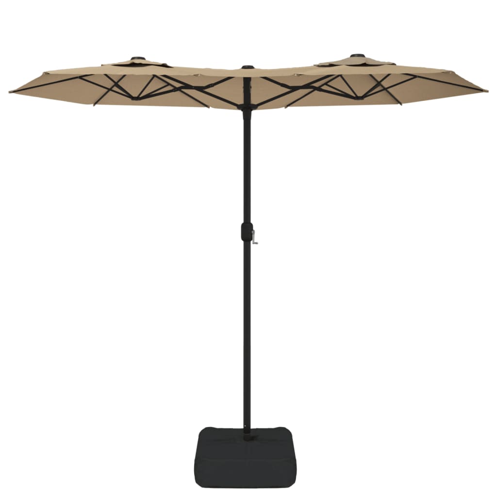 Parasol dubbel dak met LED's 316x145 cm taupe is nu te koop bij PeponiXL, paradijselijk wonen!