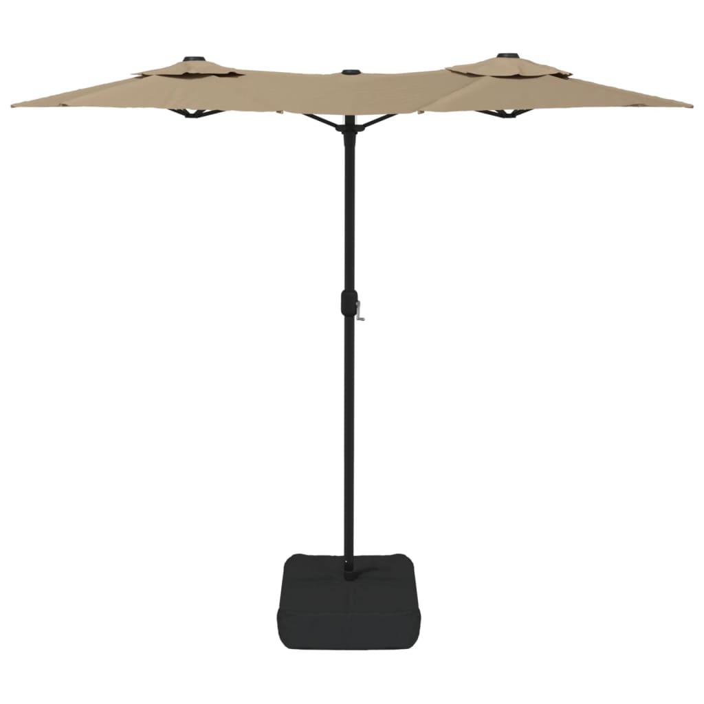 Parasol dubbel dak met LED's 316x145 cm taupe is nu te koop bij PeponiXL, paradijselijk wonen!