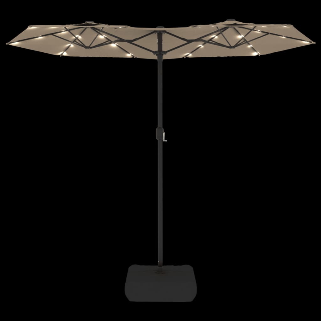 Parasol dubbel dak met LED's 316x145 cm taupe is nu te koop bij PeponiXL, paradijselijk wonen!