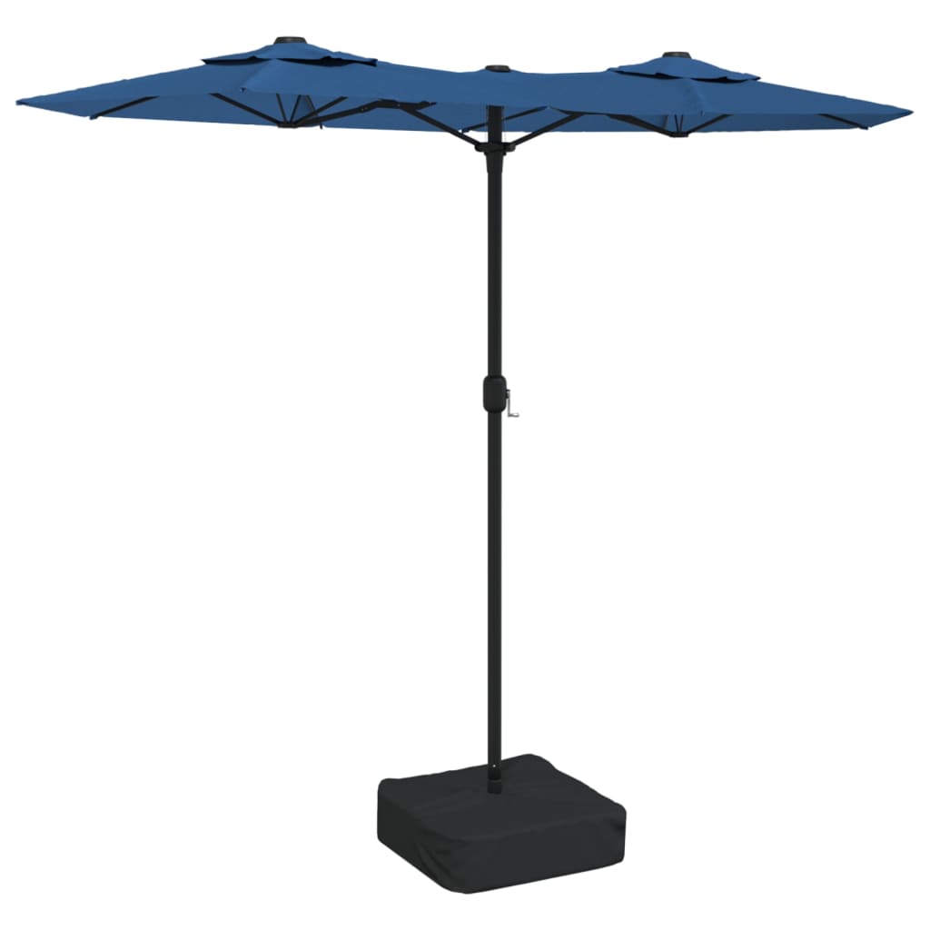 Parasol dubbel dak met LED 316x145 cm azuurblauw is nu te koop bij PeponiXL, paradijselijk wonen!