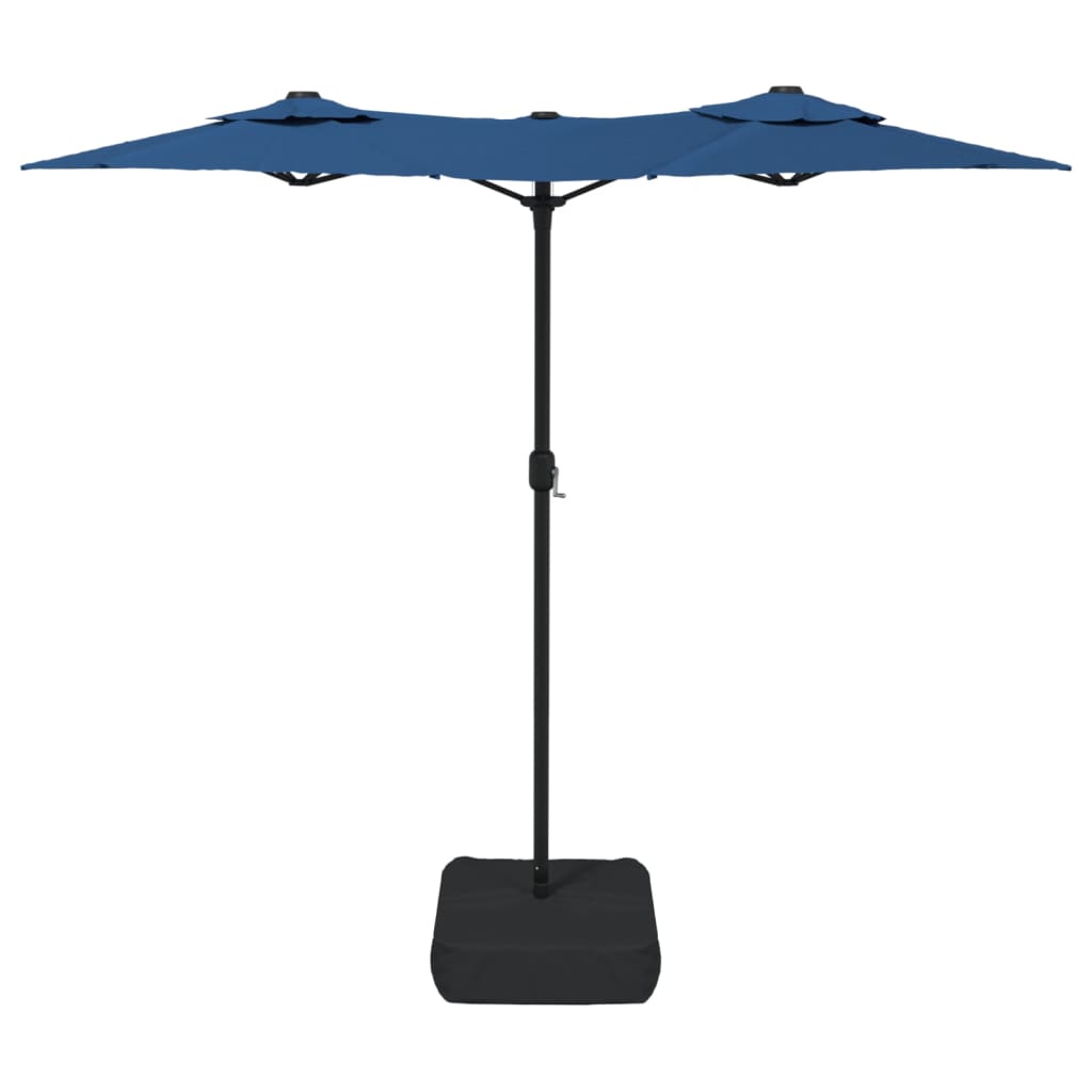 Parasol dubbel dak met LED 316x145 cm azuurblauw is nu te koop bij PeponiXL, paradijselijk wonen!