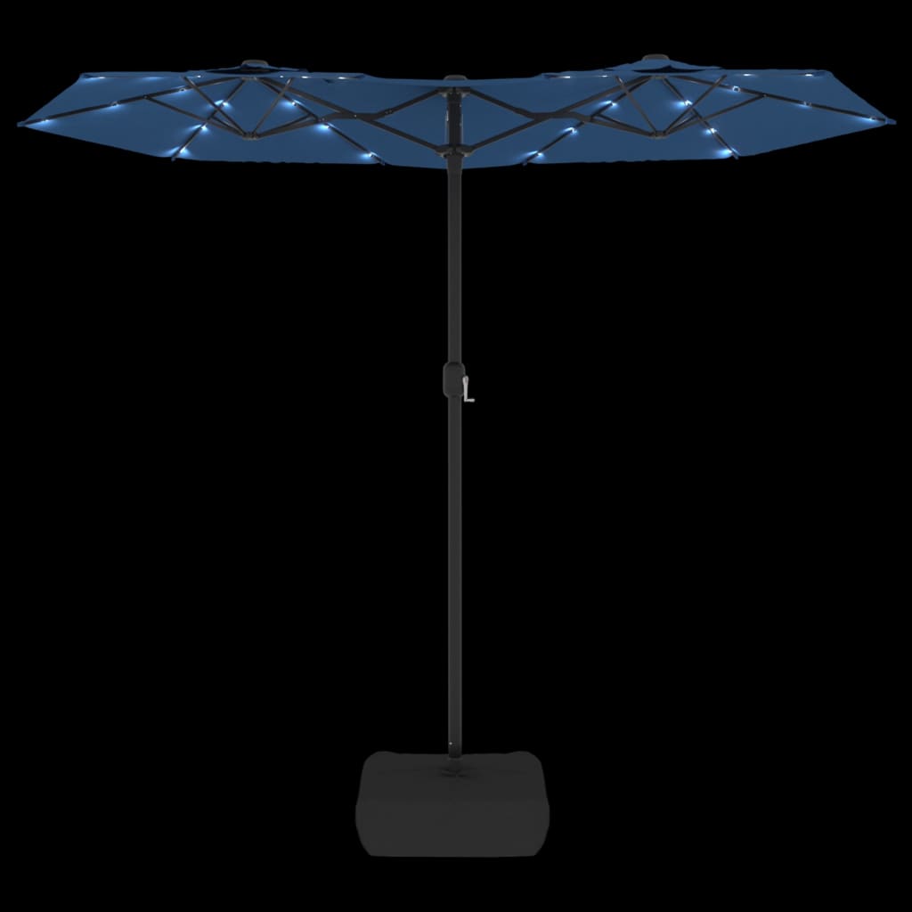 Parasol dubbel dak met LED 316x145 cm azuurblauw is nu te koop bij PeponiXL, paradijselijk wonen!
