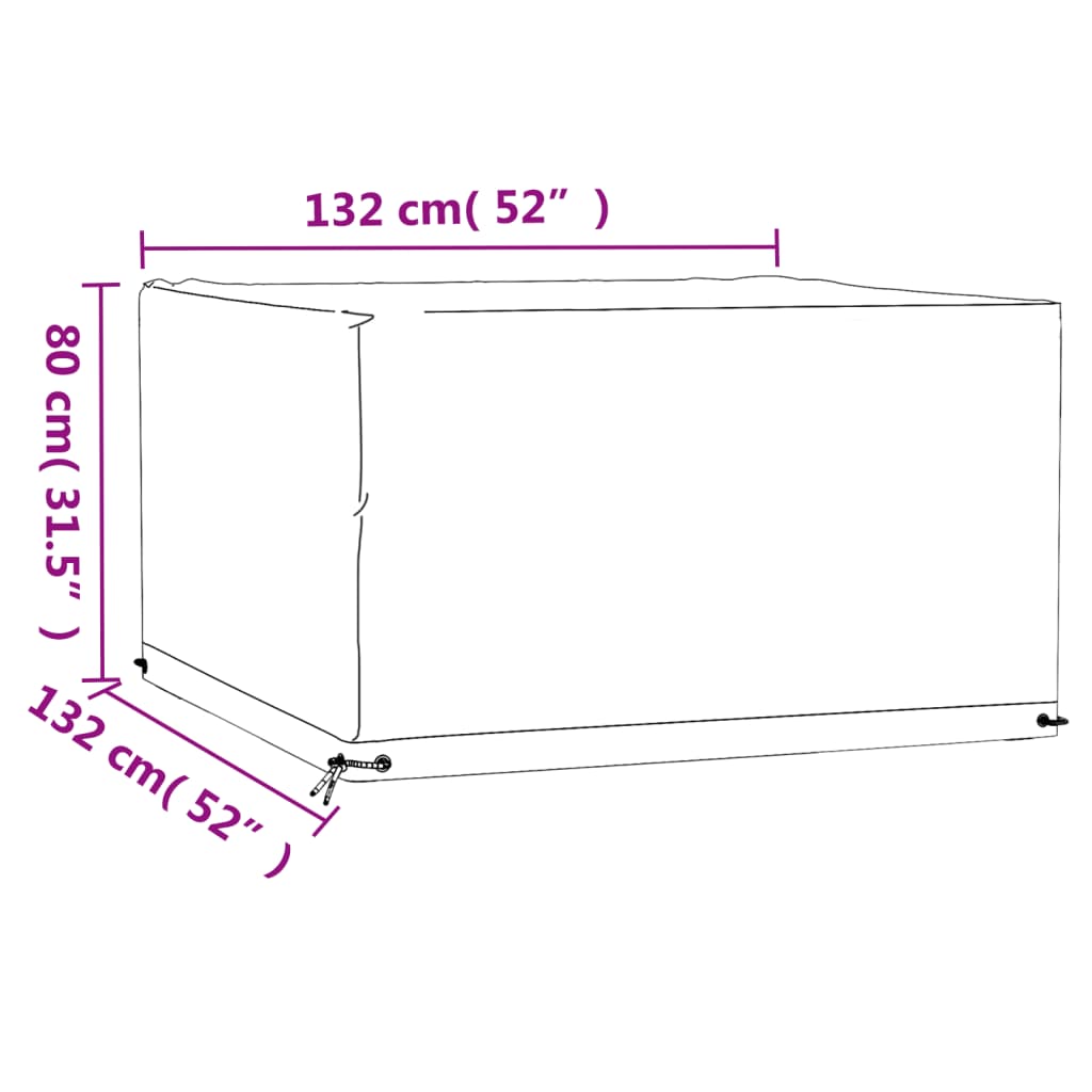 Tuinmeubelhoes met 8 oogjes vierkant 132x132x80 cm is nu te koop bij PeponiXL, paradijselijk wonen!