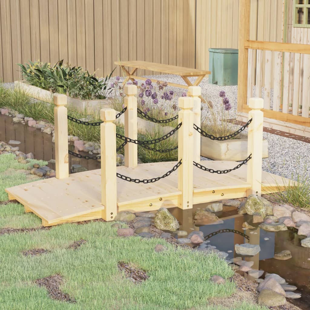 Tuinbrug met kettingrails 150x67x56 cm massief vurenhout is nu te koop bij PeponiXL, paradijselijk wonen!