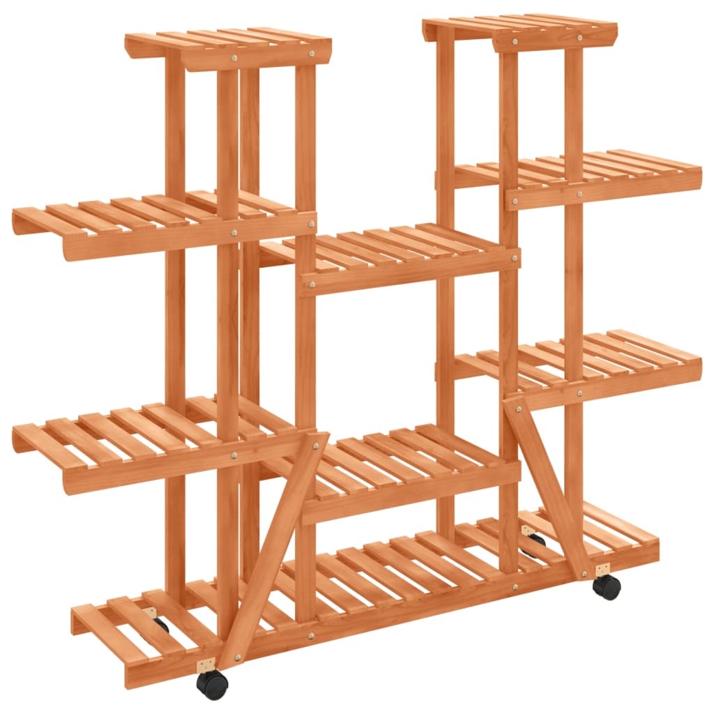 Plantenstandaard met wielen 110x25x115 cm massief vurenhout is nu te koop bij PeponiXL, paradijselijk wonen!
