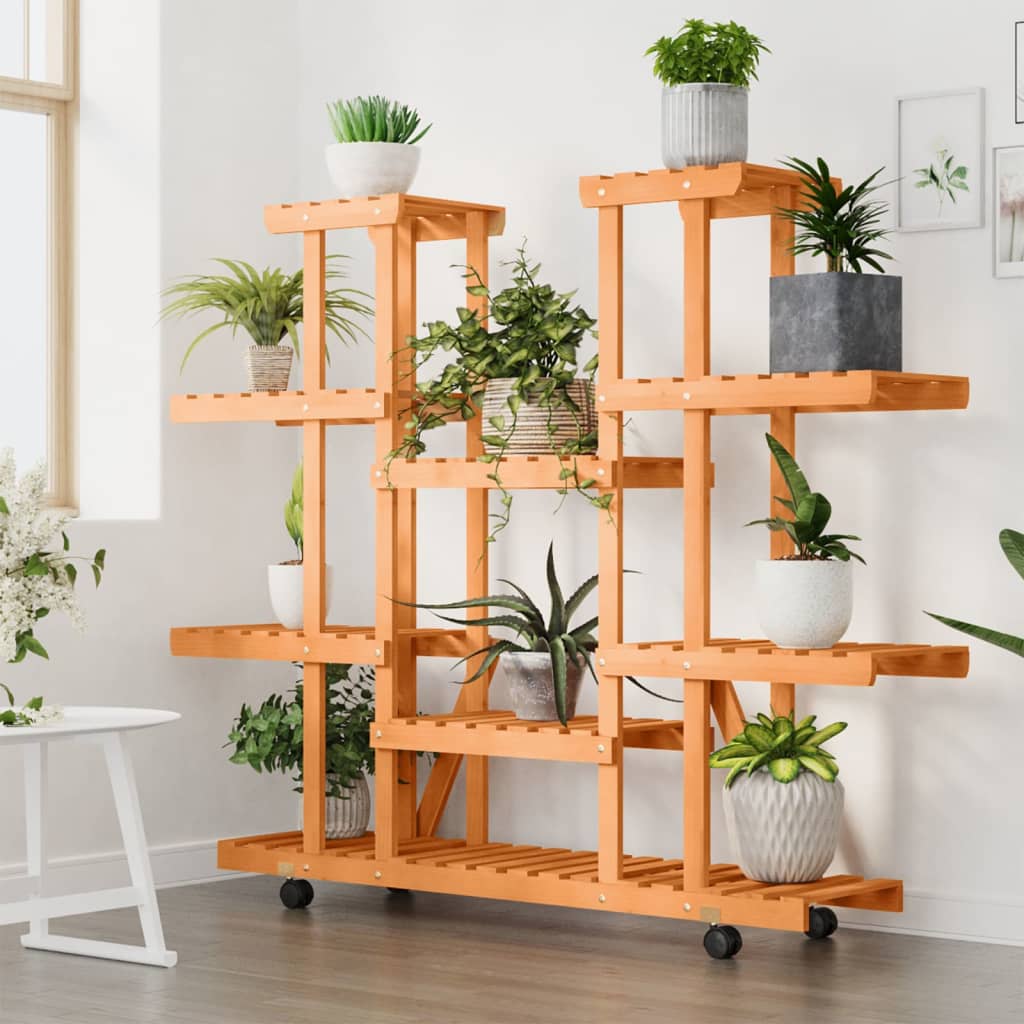 Plantenstandaard met wielen 110x25x115 cm massief vurenhout is nu te koop bij PeponiXL, paradijselijk wonen!