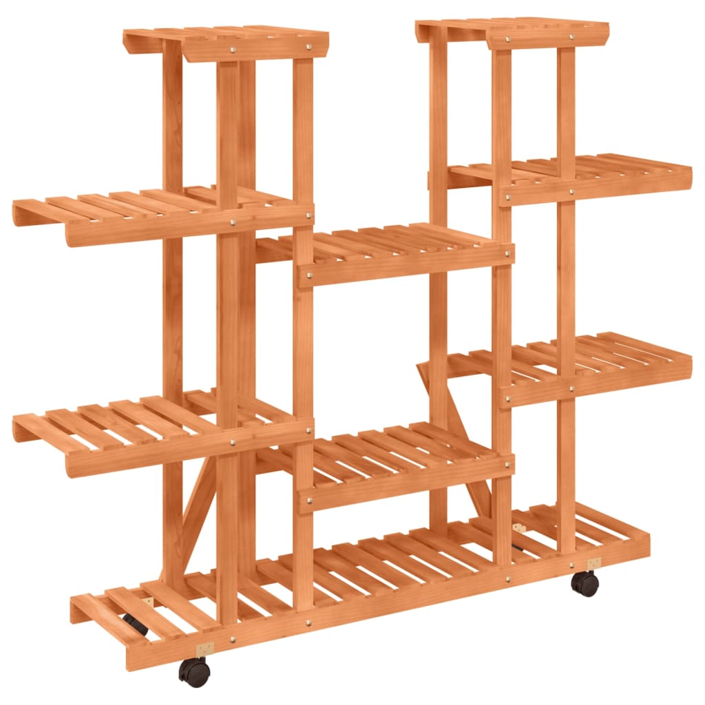 Plantenstandaard met wielen 110x25x115 cm massief vurenhout is nu te koop bij PeponiXL, paradijselijk wonen!