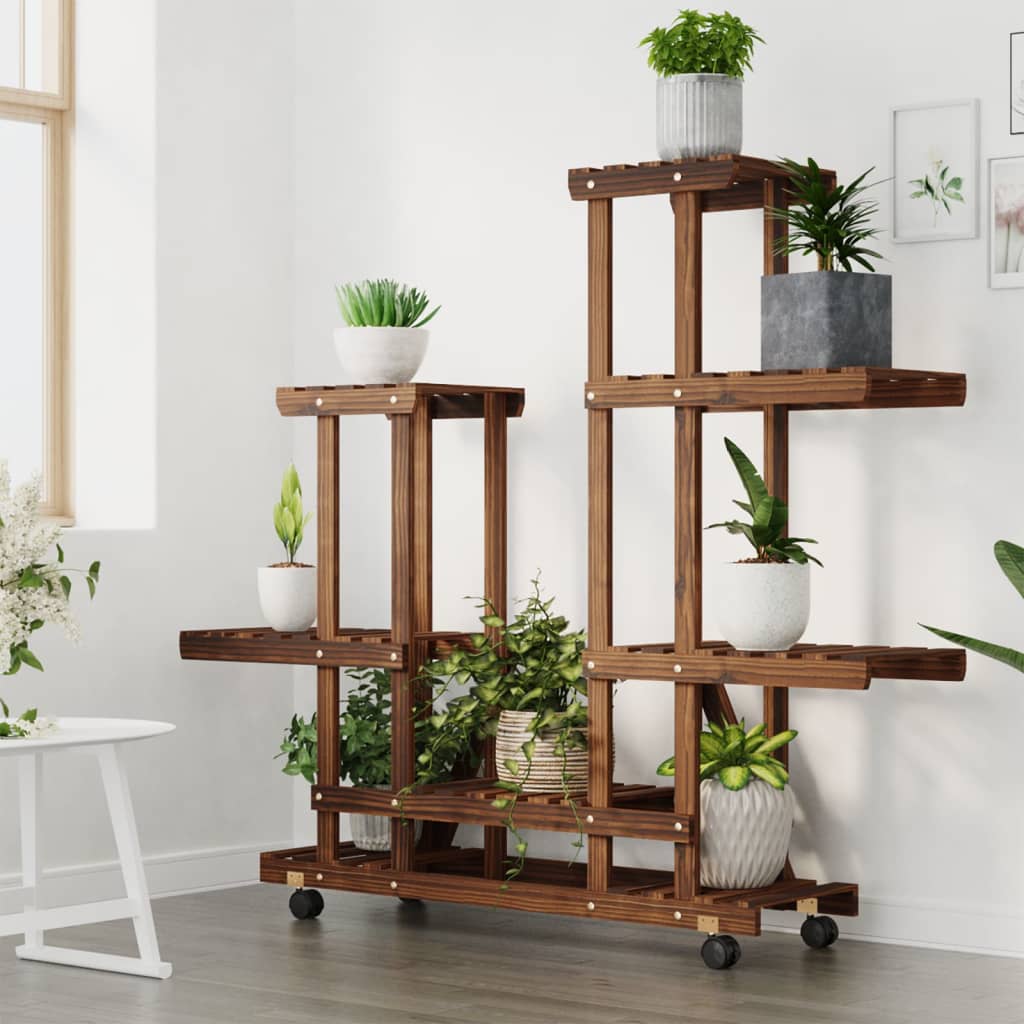 Plantenstandaard met wielen 95x25x101 cm massief vurenhout is nu te koop bij PeponiXL, paradijselijk wonen!