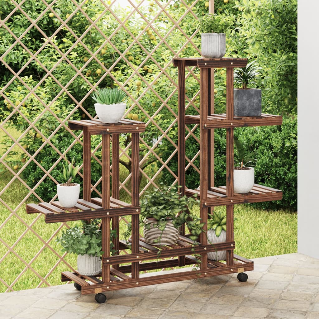 Plantenstandaard met wielen 95x25x101 cm massief vurenhout is nu te koop bij PeponiXL, paradijselijk wonen!