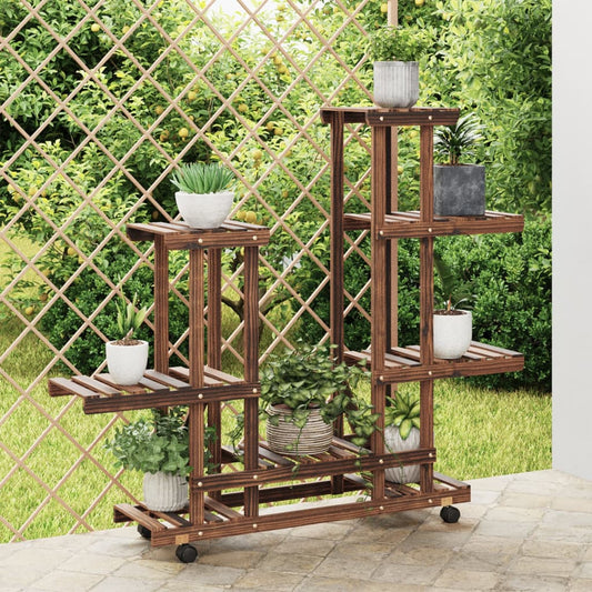 Plantenstandaard met wielen 95x25x101 cm massief vurenhout is nu te koop bij PeponiXL, paradijselijk wonen!