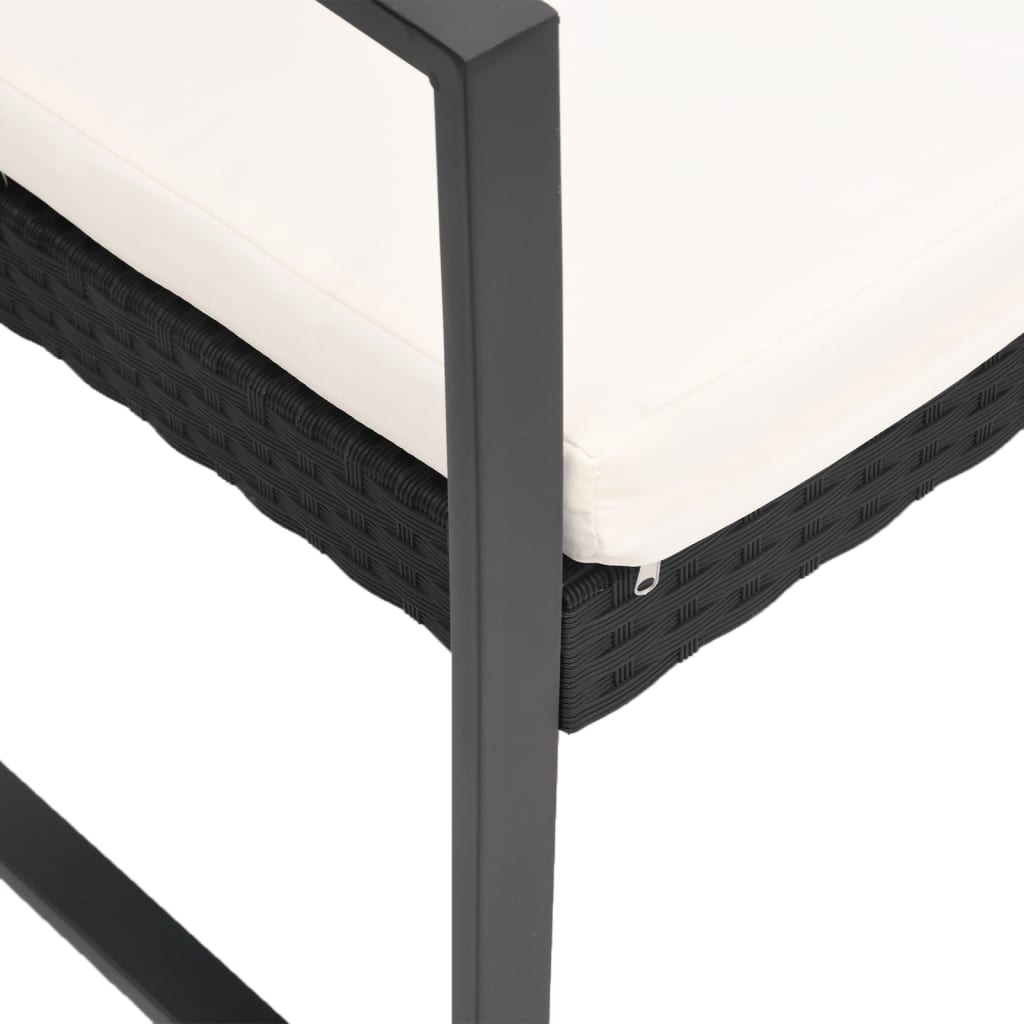 Tuinbank 2-zits met kussens polypropeen rattan zwart is nu te koop bij PeponiXL, paradijselijk wonen!