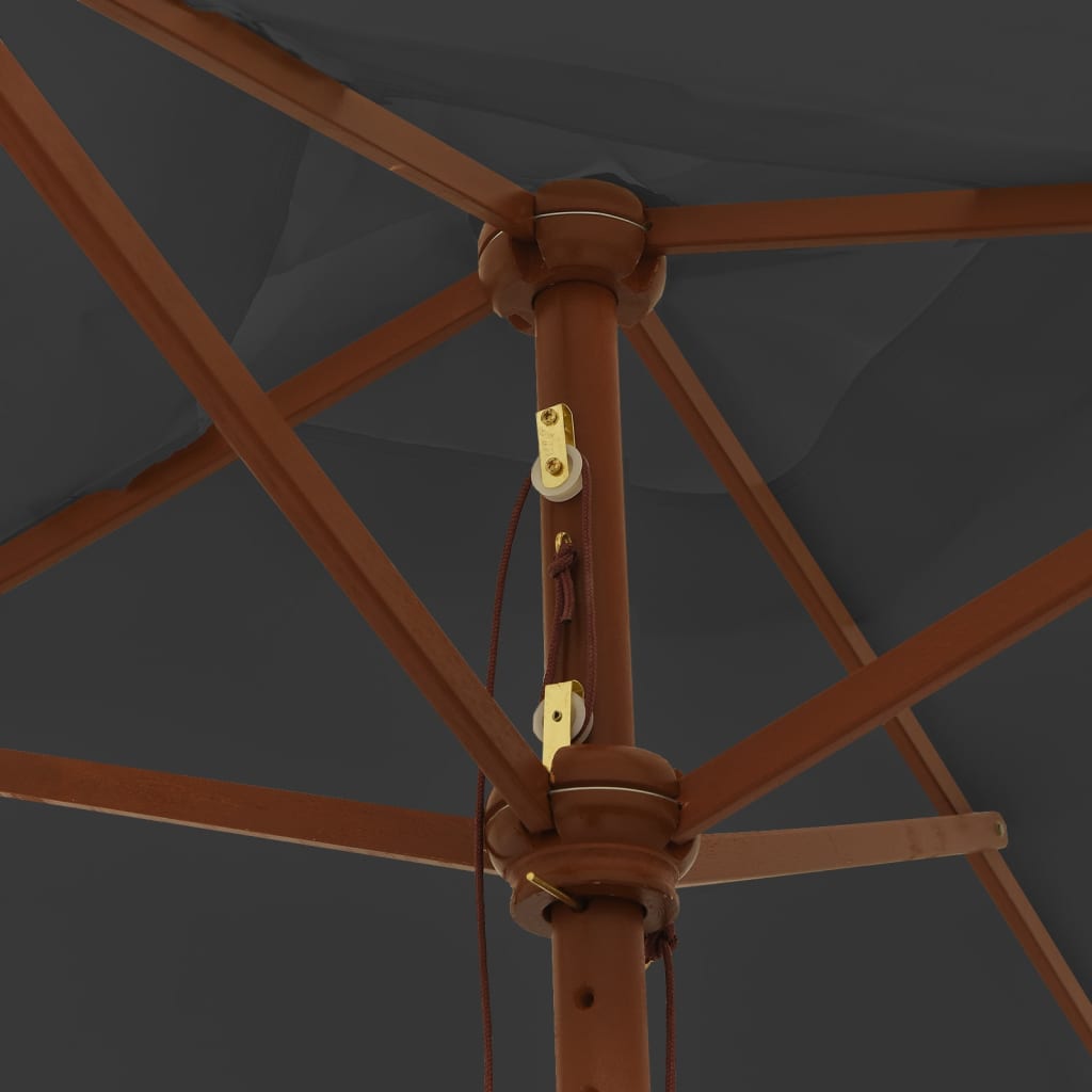 Parasol met houten paal 198x198x231 cm antracietkleurig is nu te koop bij PeponiXL, paradijselijk wonen!