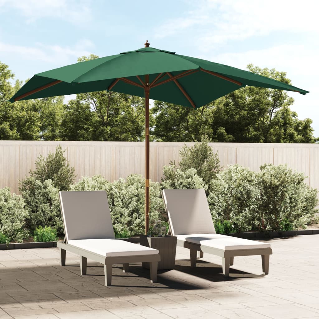 Parasol met houten paal 300x300x273 cm groen is nu te koop bij PeponiXL, paradijselijk wonen!
