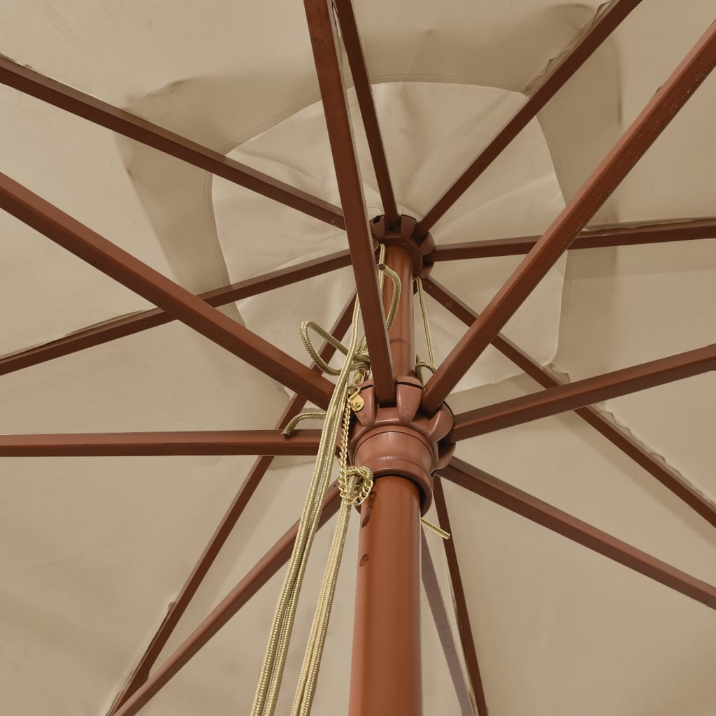 Parasol met houten paal 300x300x273 cm taupe is nu te koop bij PeponiXL, paradijselijk wonen!