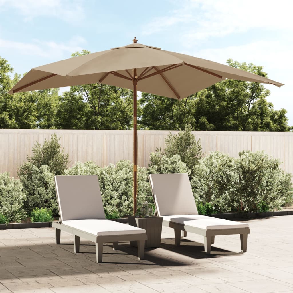 Parasol met houten paal 300x300x273 cm taupe is nu te koop bij PeponiXL, paradijselijk wonen!