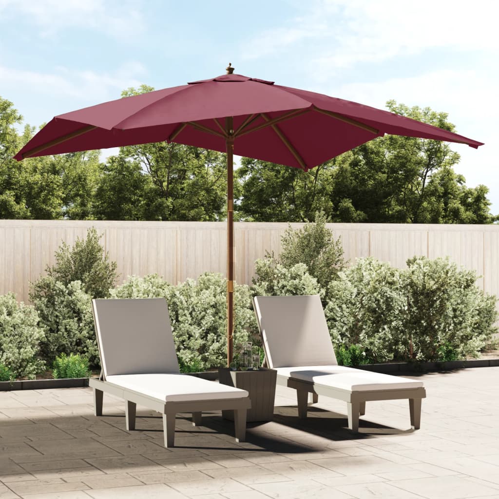 Parasol met houten paal 300x300x273 cm bordeauxrood is nu te koop bij PeponiXL, paradijselijk wonen!