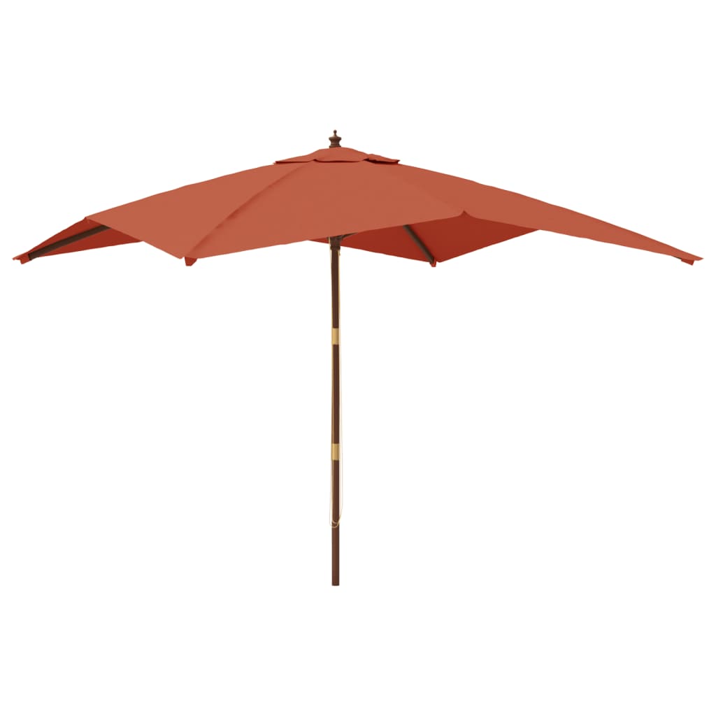 Parasol met houten paal 300x300x273 cm terracottakleurig is nu te koop bij PeponiXL, paradijselijk wonen!