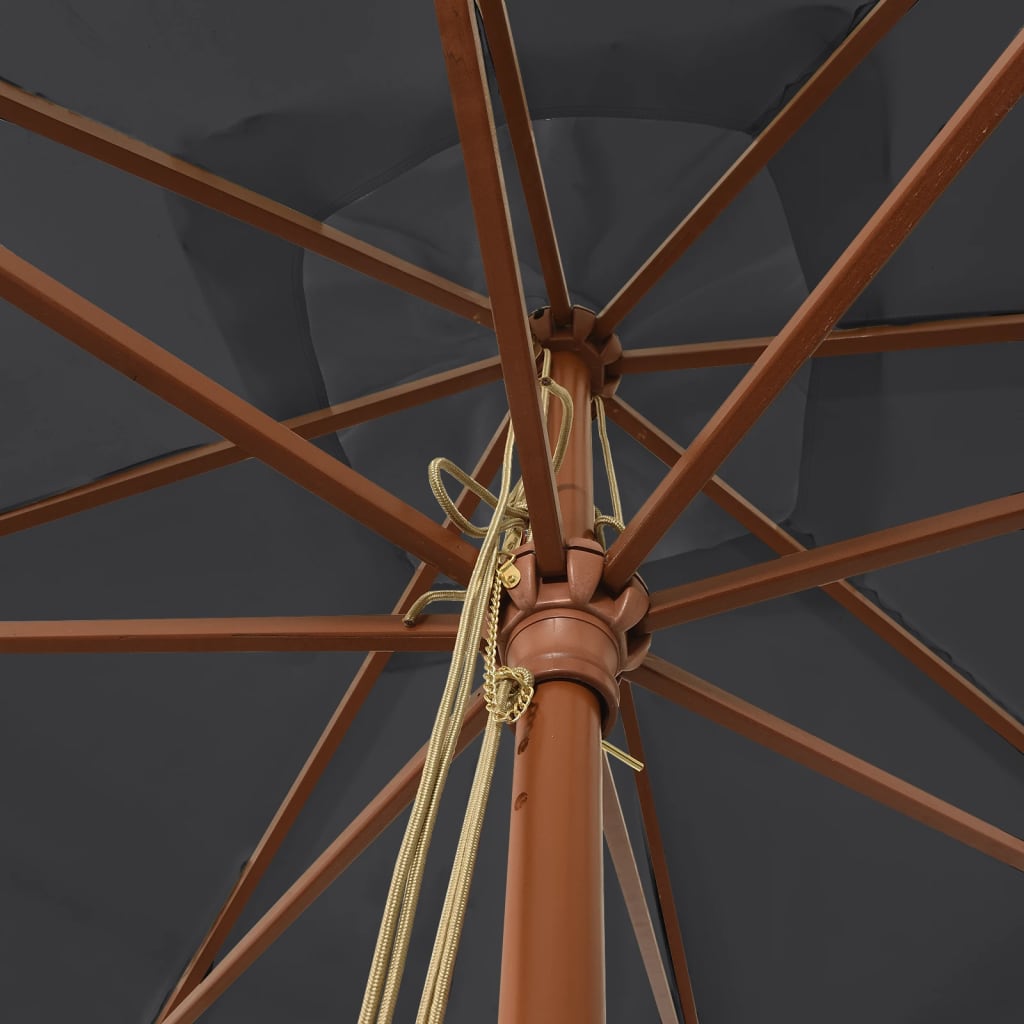 Parasol met houten paal 300x300x273 cm zwart is nu te koop bij PeponiXL, paradijselijk wonen!
